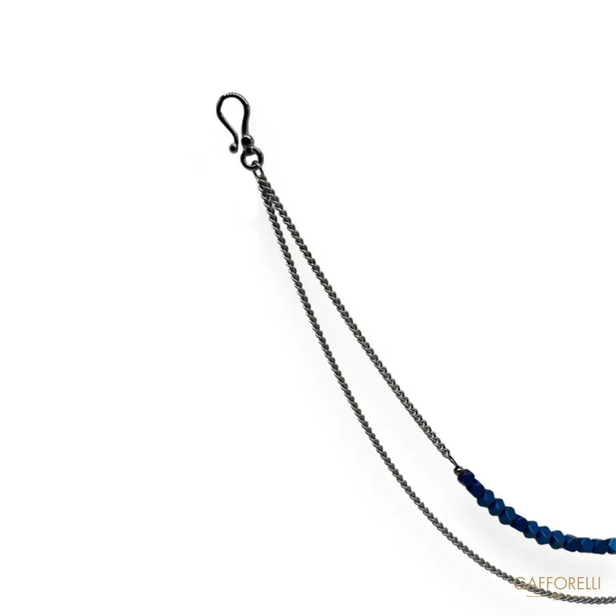 Men's Trouser Chain with Irregular Balls in Metallic Blue- Art. U587- Gafforelli Srl