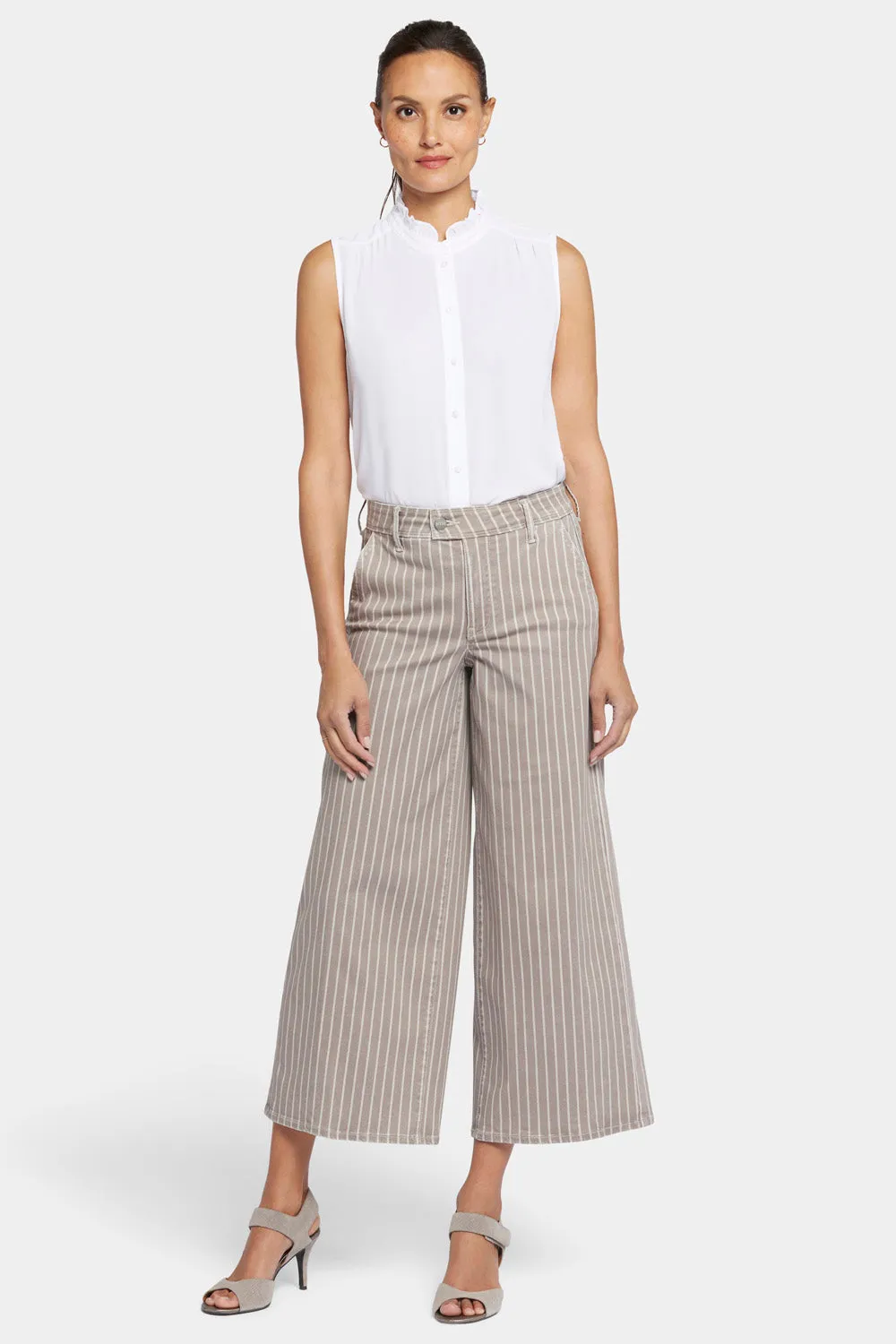 Mona Wide Leg Trouser Ankle Jeans  - Boardwalk Stripe