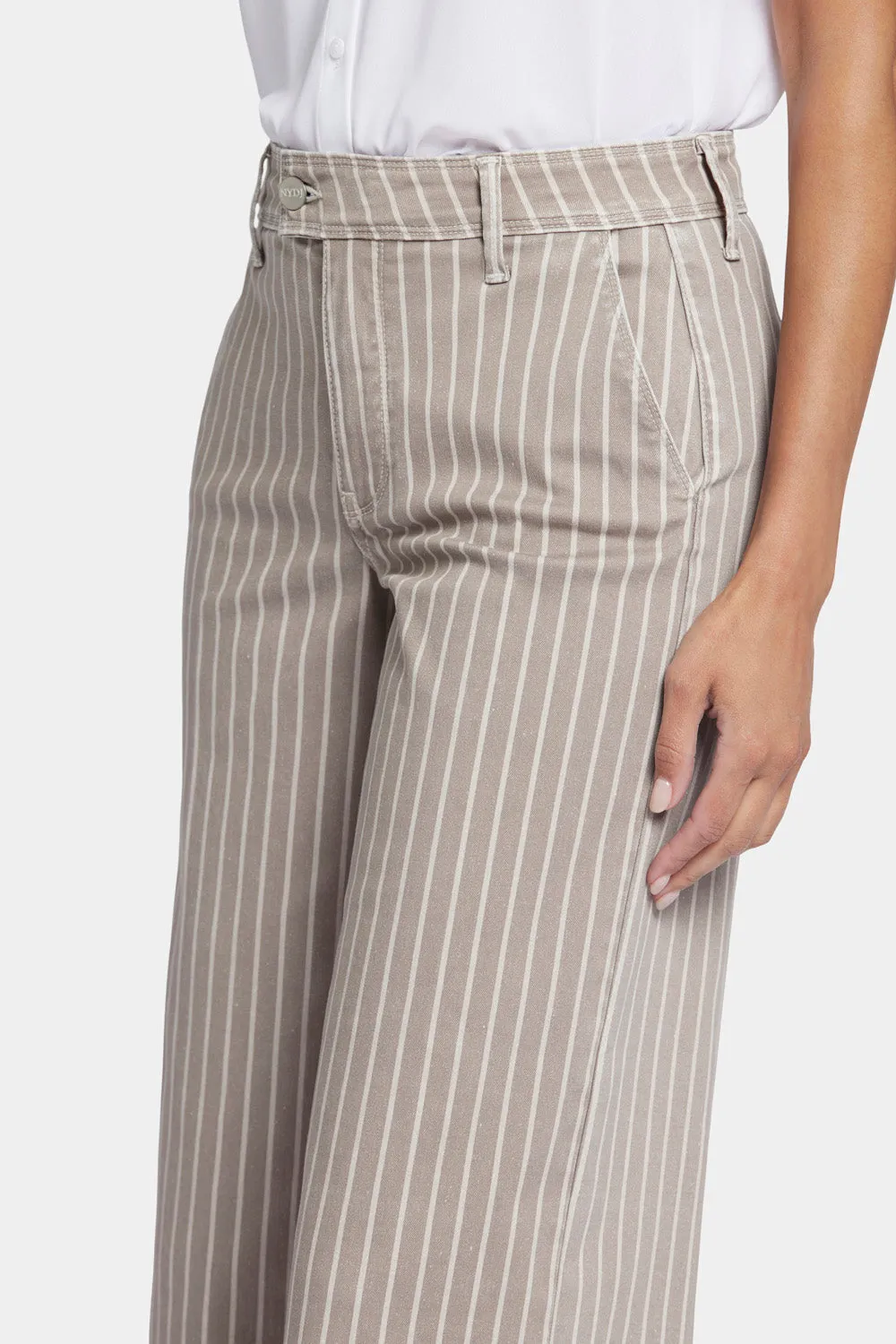 Mona Wide Leg Trouser Ankle Jeans  - Boardwalk Stripe