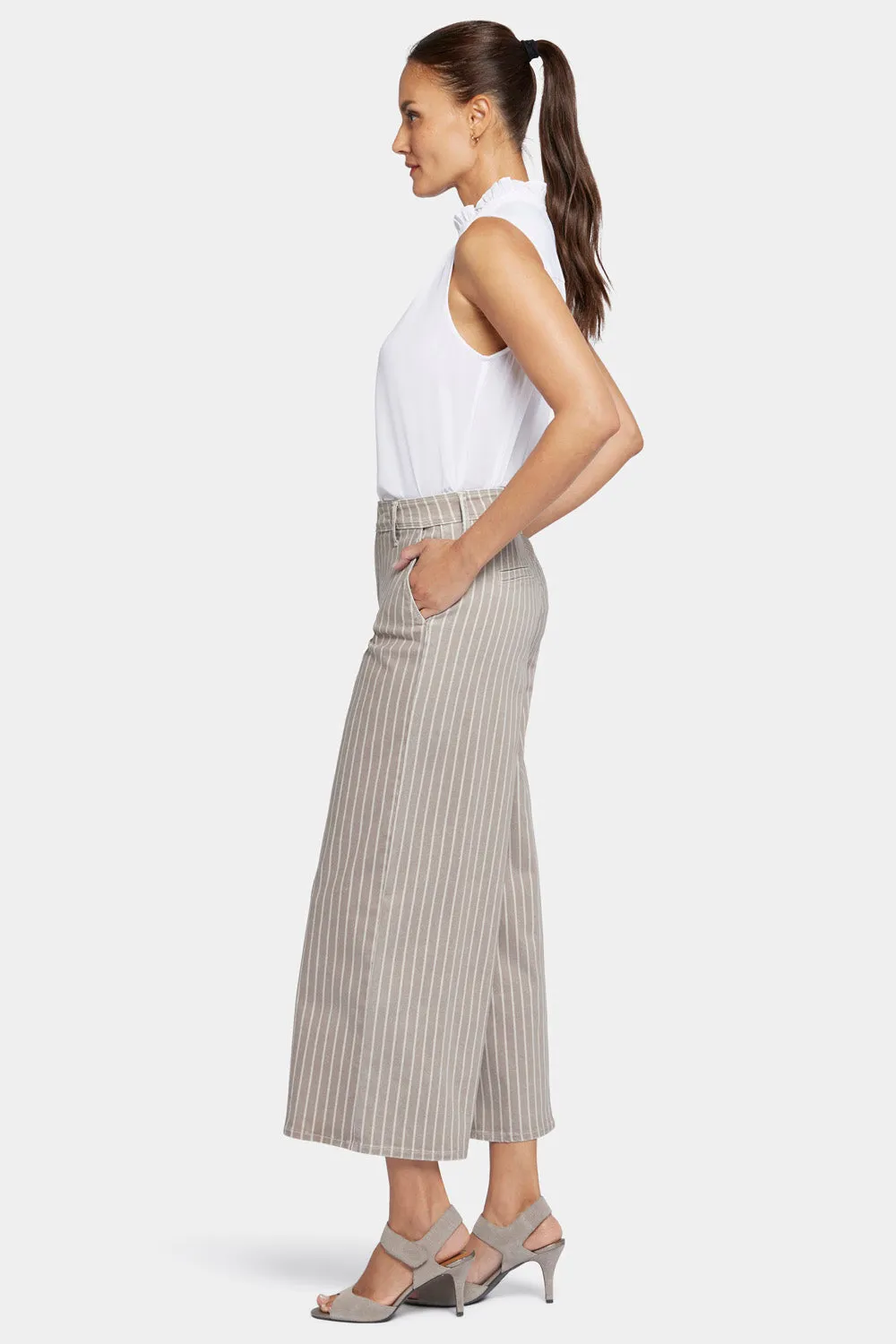 Mona Wide Leg Trouser Ankle Jeans  - Boardwalk Stripe