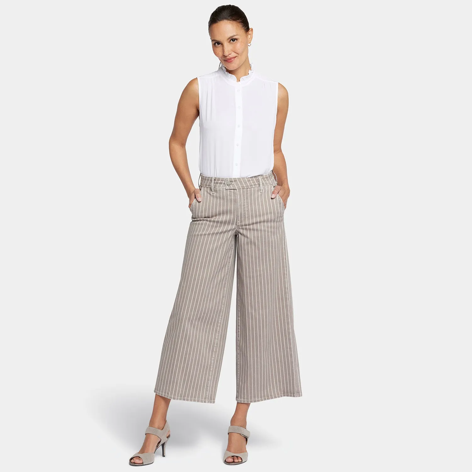 Mona Wide Leg Trouser Ankle Jeans  - Boardwalk Stripe