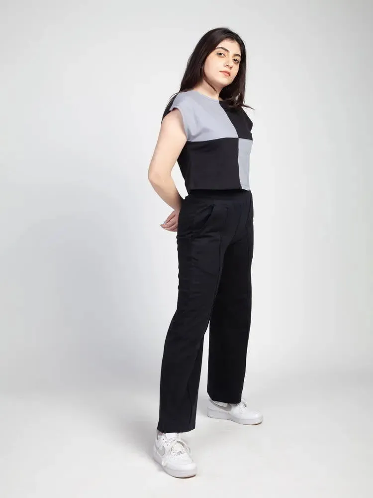Noir Black Wide Leg Joggers