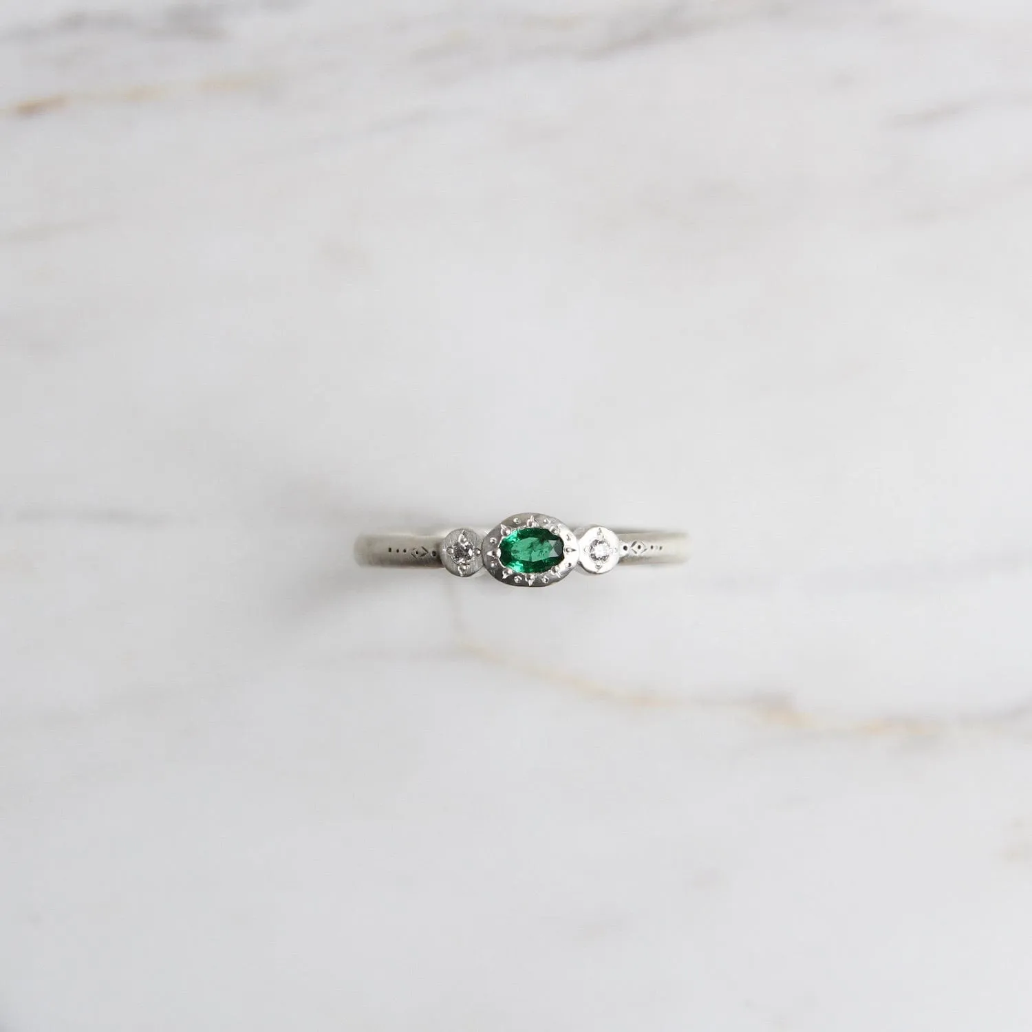 Oval & Round Charm Ring in Emerald
