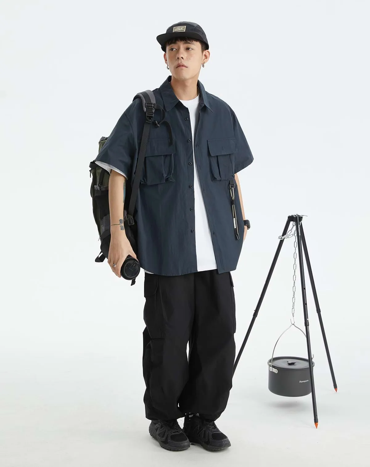 Oversized Short Sleeve Button Shirt