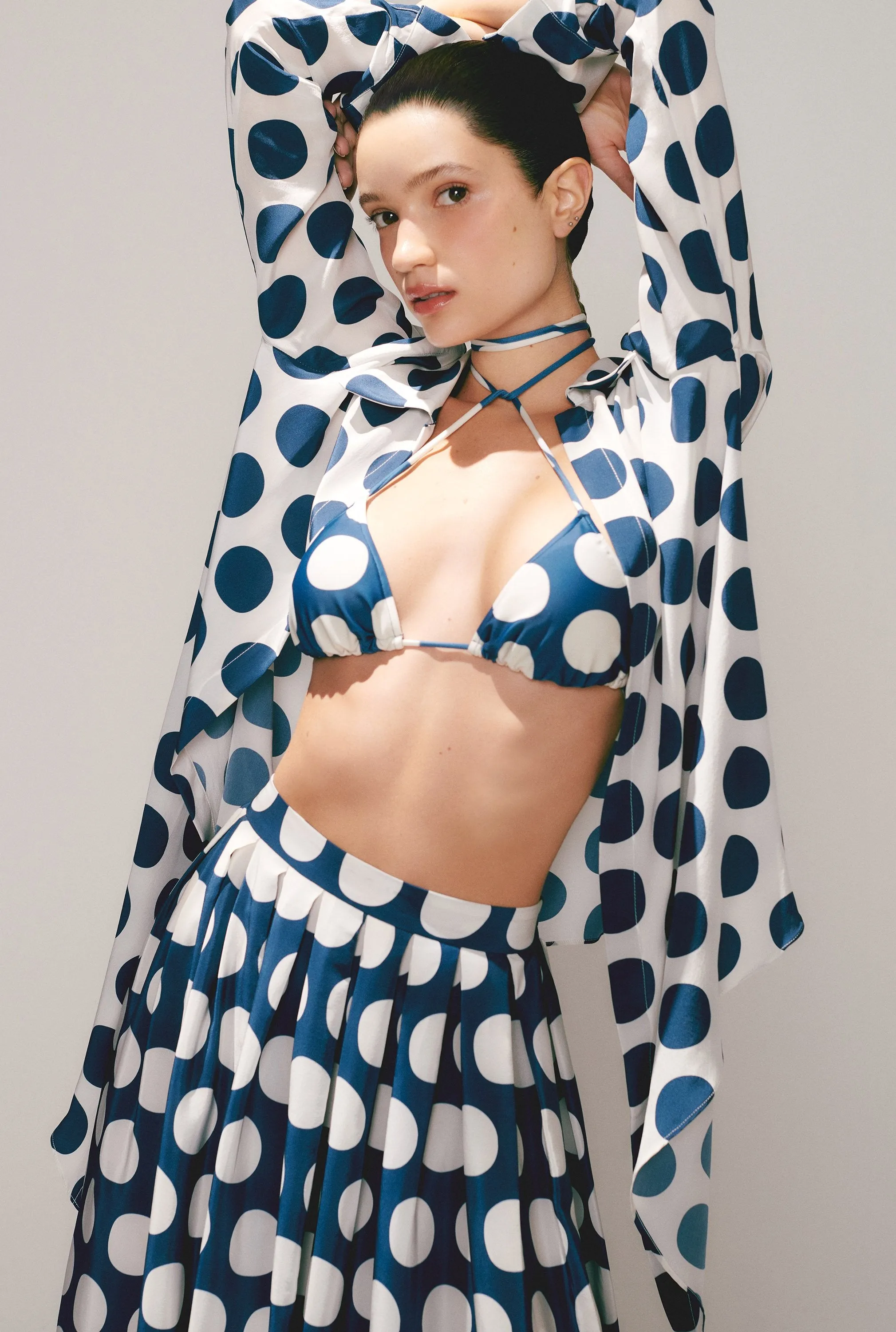 Pois Compose Triangle Bikini With Side Ties
