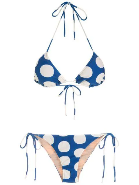 Pois Compose Triangle Bikini With Side Ties