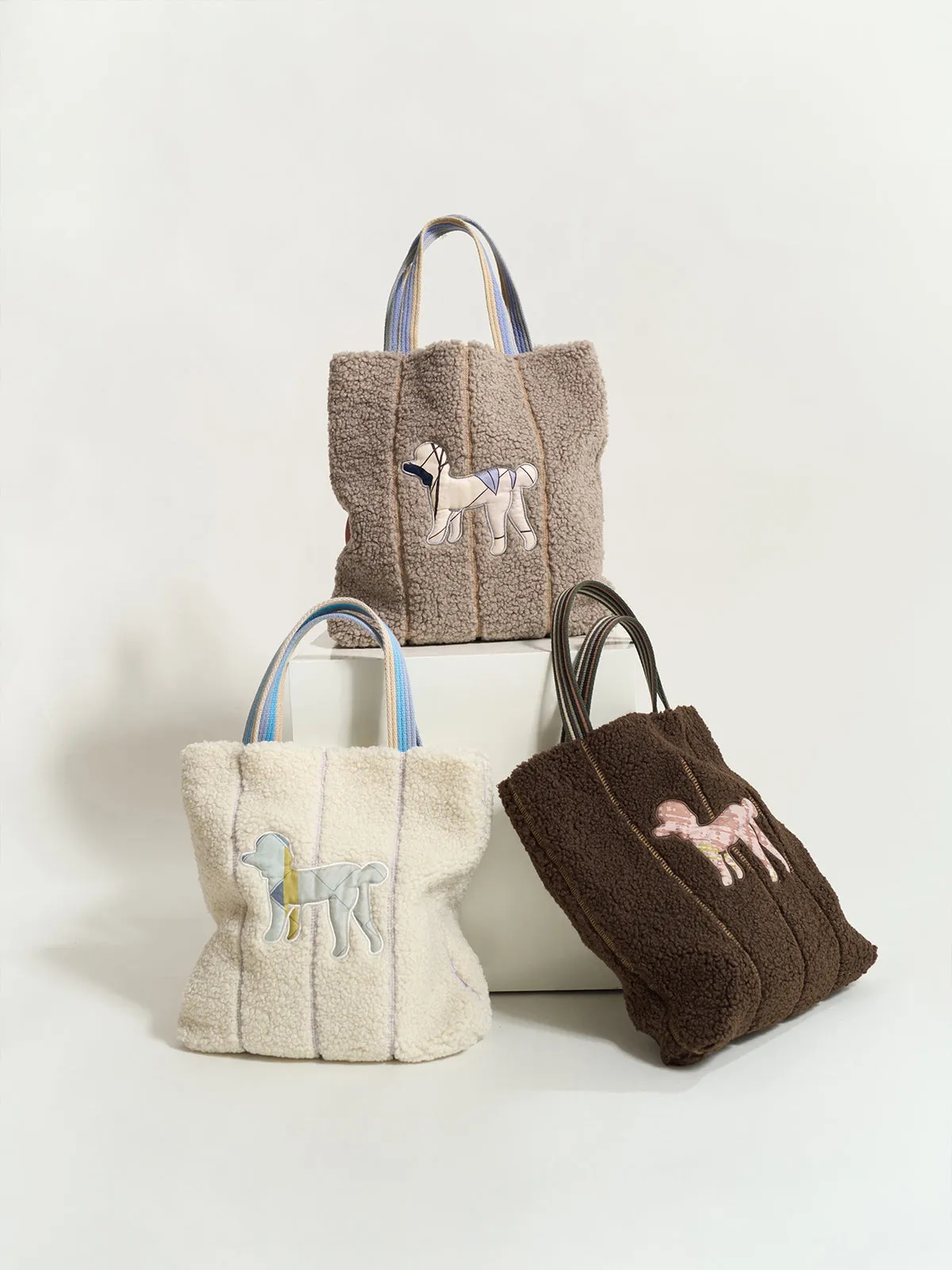 Shearling Taupe Tote Bag - Pan Pan Luxury Edition