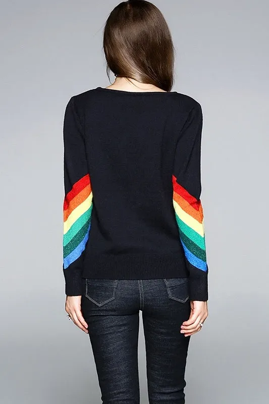 Rainbow Sweater W/ Silver Thread