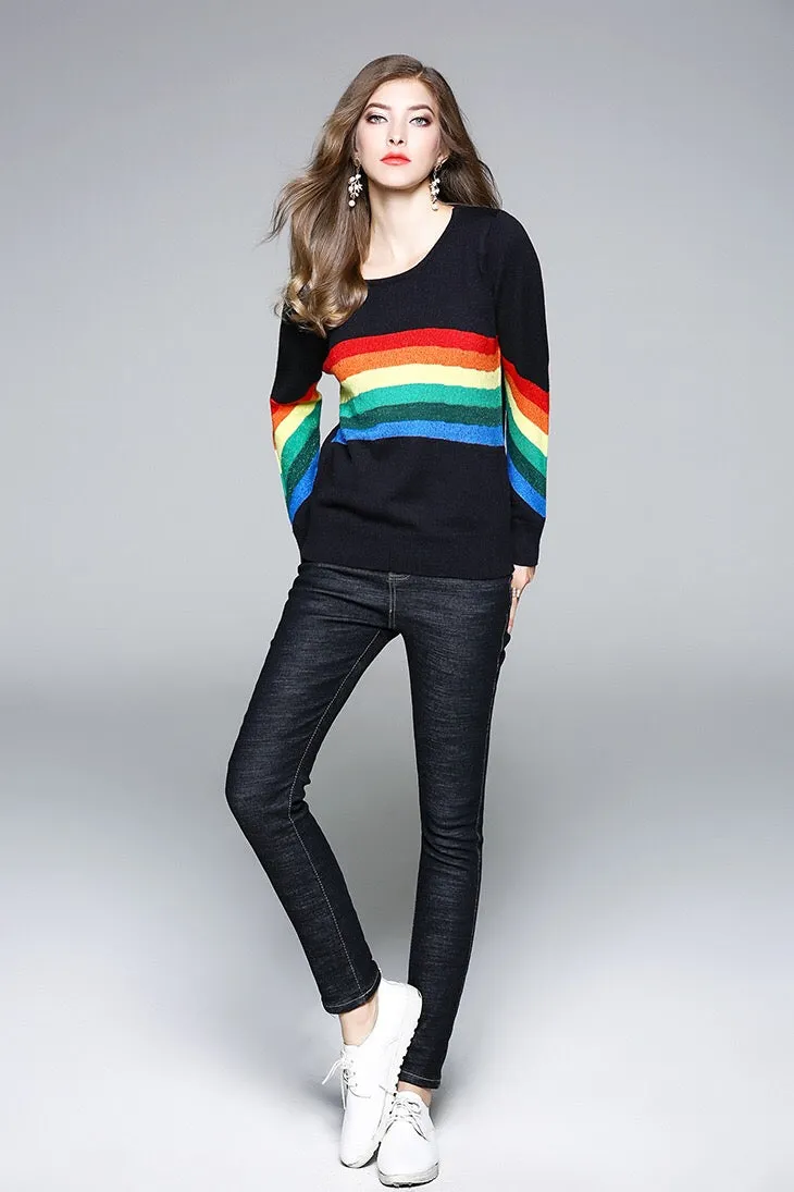 Rainbow Sweater W/ Silver Thread