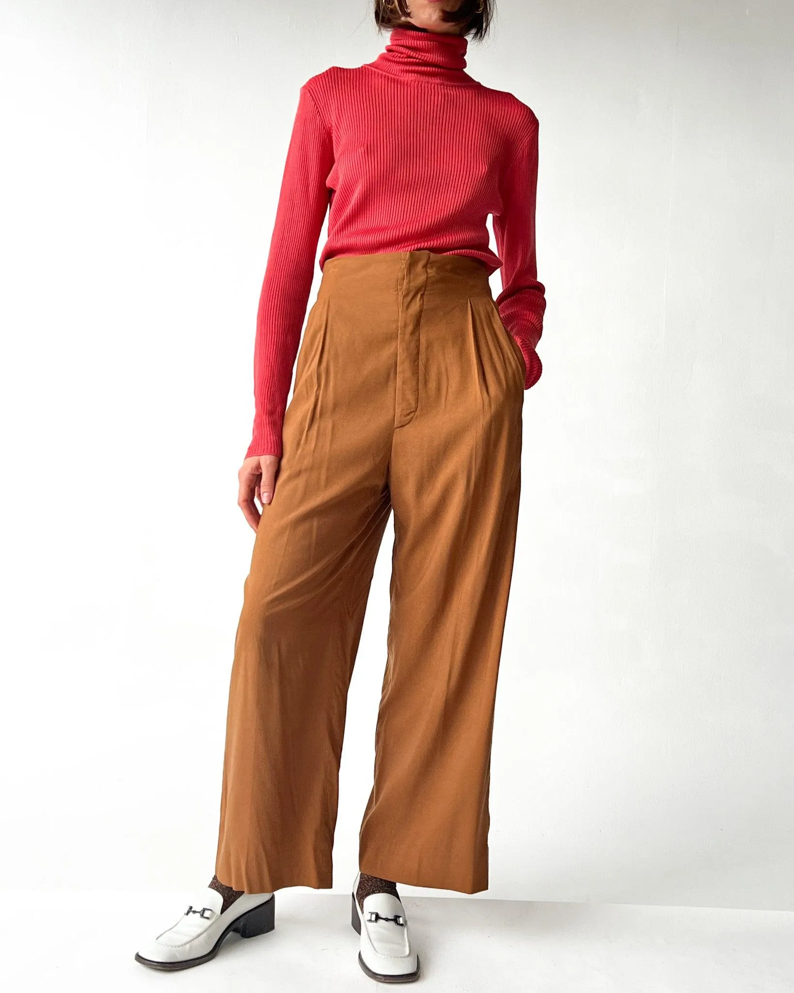 Romeo Gigli High Waisted Silk Pants (S)
