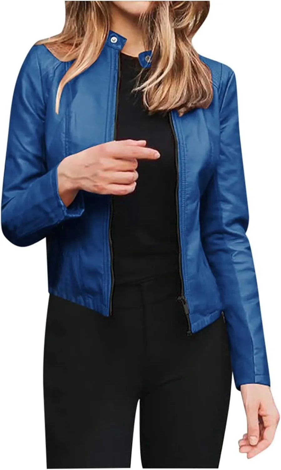 SERYU Leather Jacket for Women Zip Leather Motorcycle Jacket Plus Size Faux Leather Tops Lightweight Short Coat