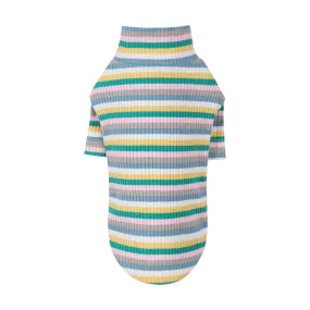 Stripe Ribbed Turtleneck Sweater - Green