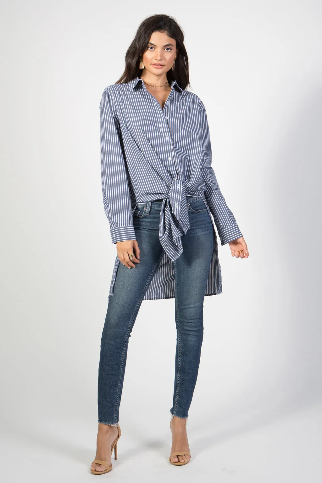 Striped Button-Down Collared Shirt