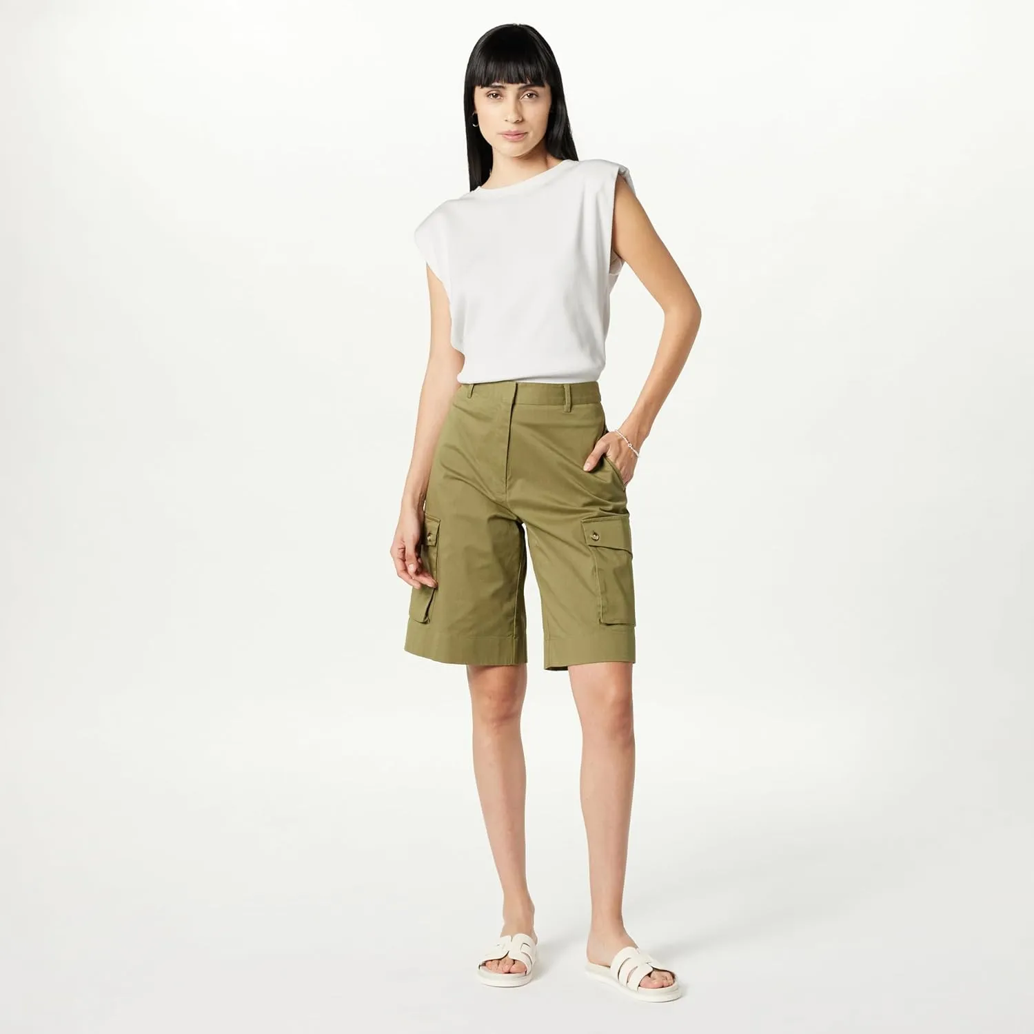 The Drop Women's Crew Neck Sleevless tee with Shoulder Pads by @ieshathegr8