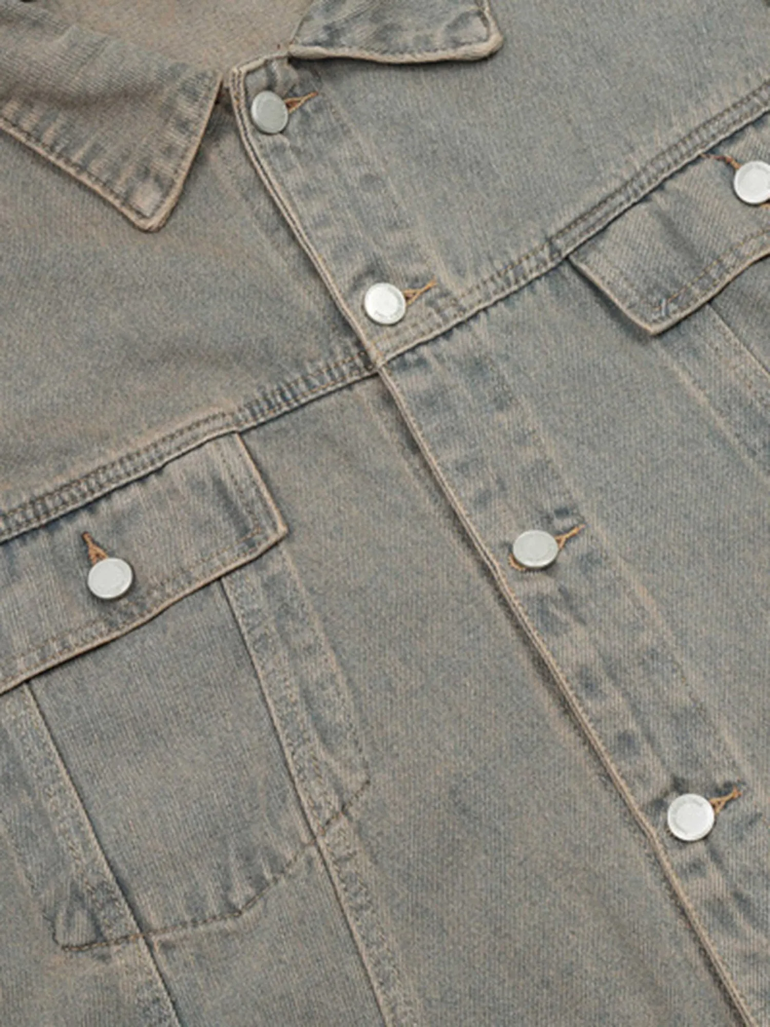 Thesupermade Flame Denim Embroidered Burlap Jacket - 1543