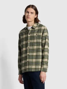 Torino Casual Fit Long Sleeve Check Overhirt In Smoky Brown Marl