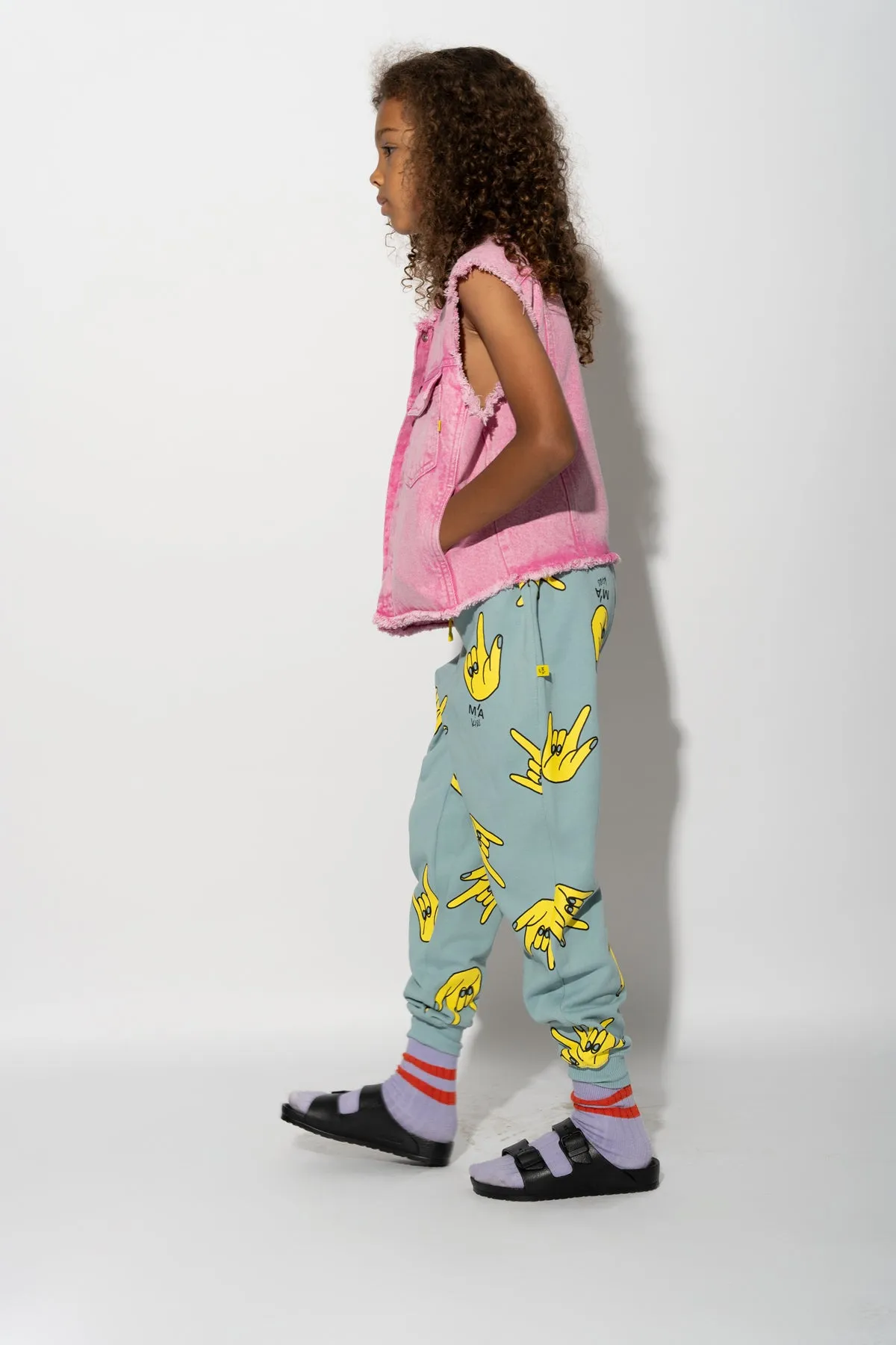 TURQUOISE HANDS PRINT SWEATPANTS