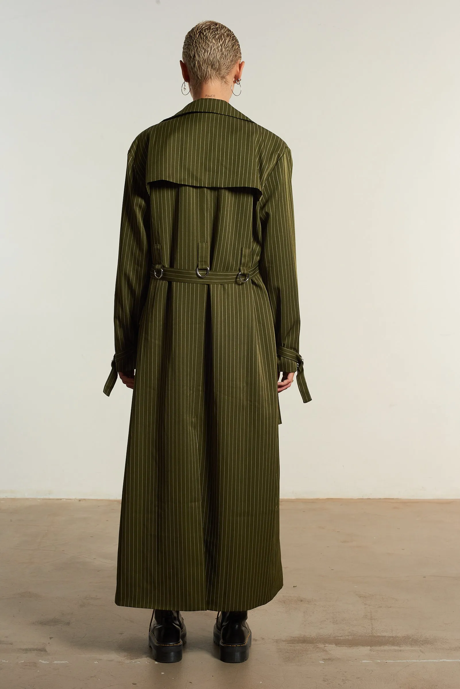 Villain Pinstripe Trench Coat