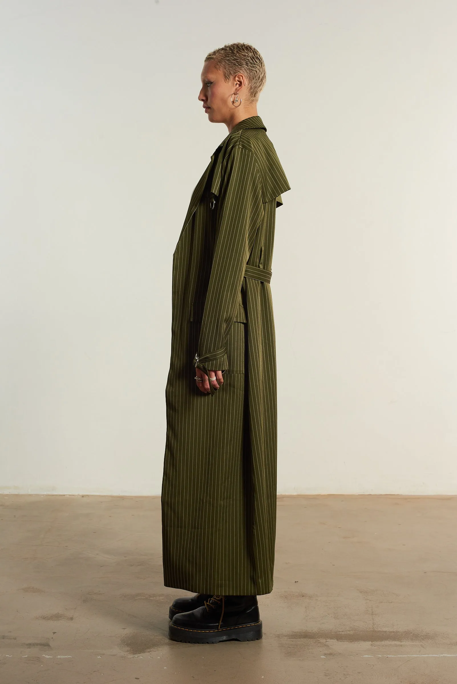 Villain Pinstripe Trench Coat