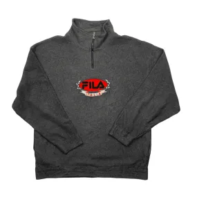 Vintage 90s Grey Fila Spell-Out Quarter Zip Fleece - Extra Large