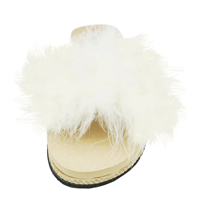 White Feather - Espadrille Flat Womens slide slipper
