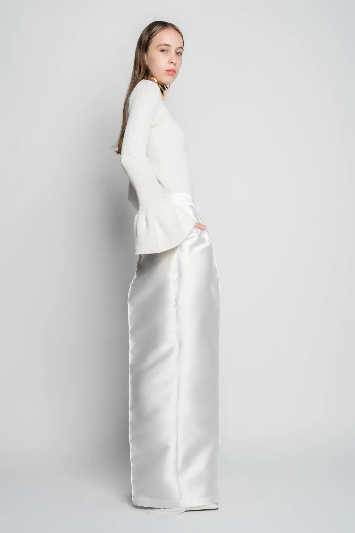 WHITE WIDE LEG TROUSERS