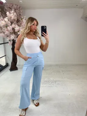 Wide leg cargo trouser - blue