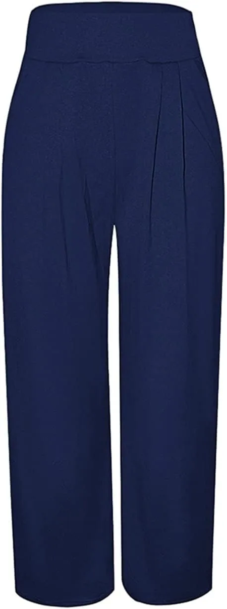 Wide Leg Palazzo Pants for Women, High Waist Business Casual Lounge Pants