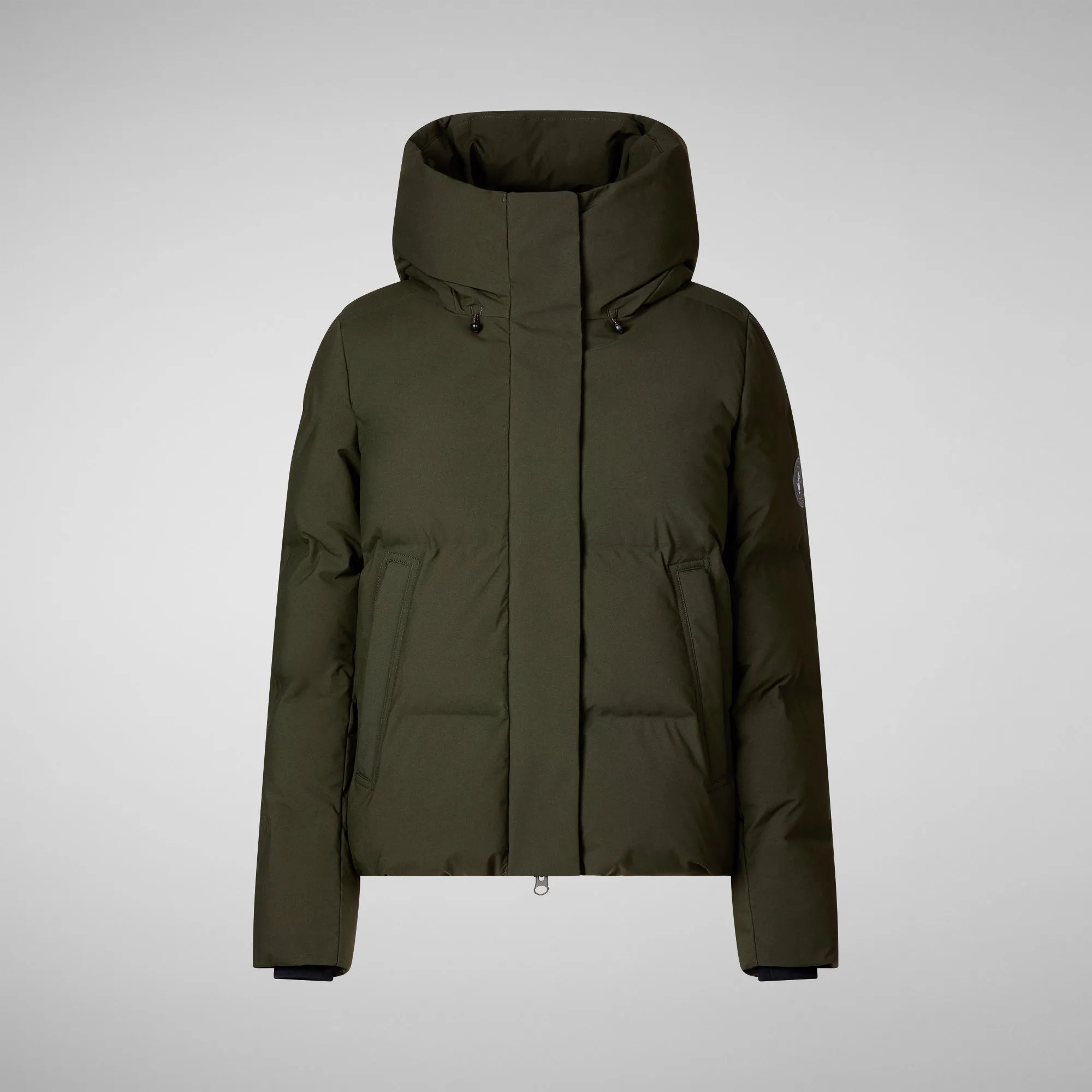 Eco-Friendly Womens Calliope Puffer Jacket in Land Green - Vegan and Sustainable