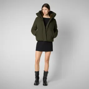 Eco-Friendly Womens Calliope Puffer Jacket in Land Green - Vegan and Sustainable