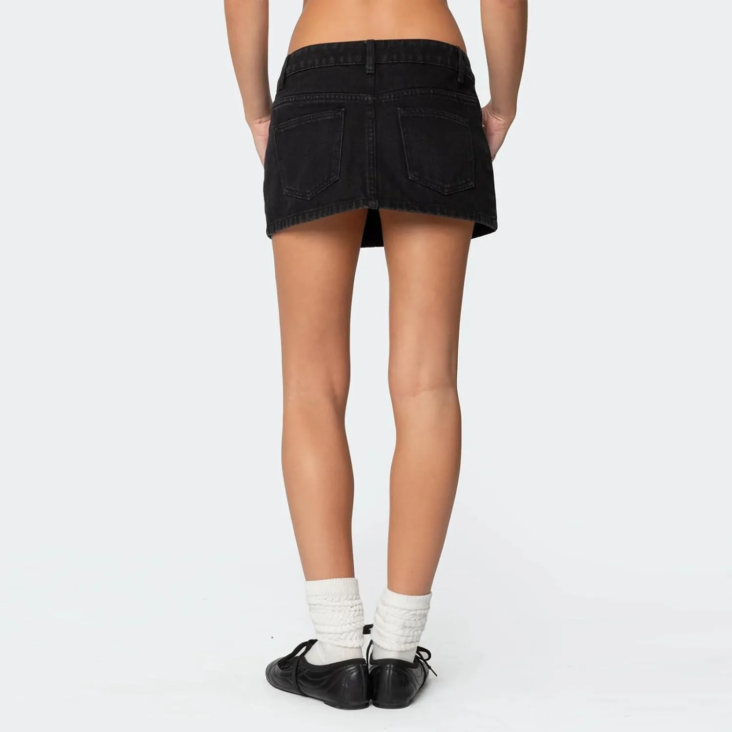 Women Mini Denim Skirts Low Rise Solid Color Summer Skirt for Daily, Travel, Parties