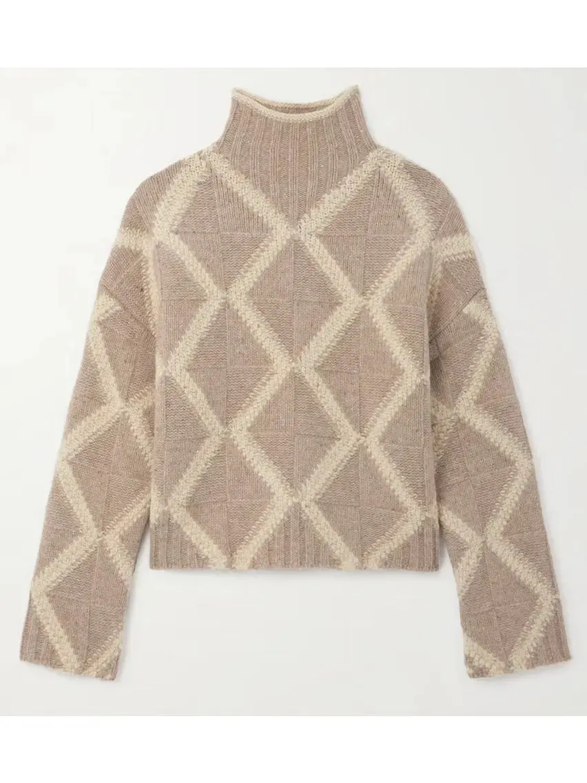 Women’s Argyle Intarsia-Knit Wool Turtleneck Sweater