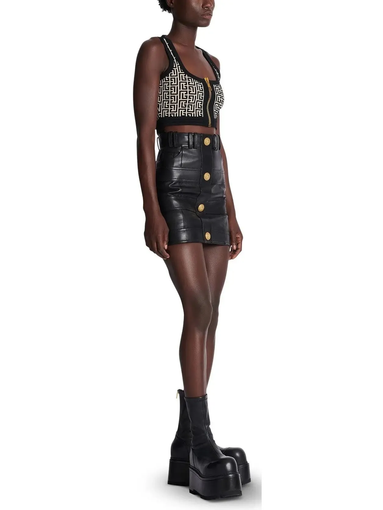 Women’s Black High-Waisted Leather Mini Skirt