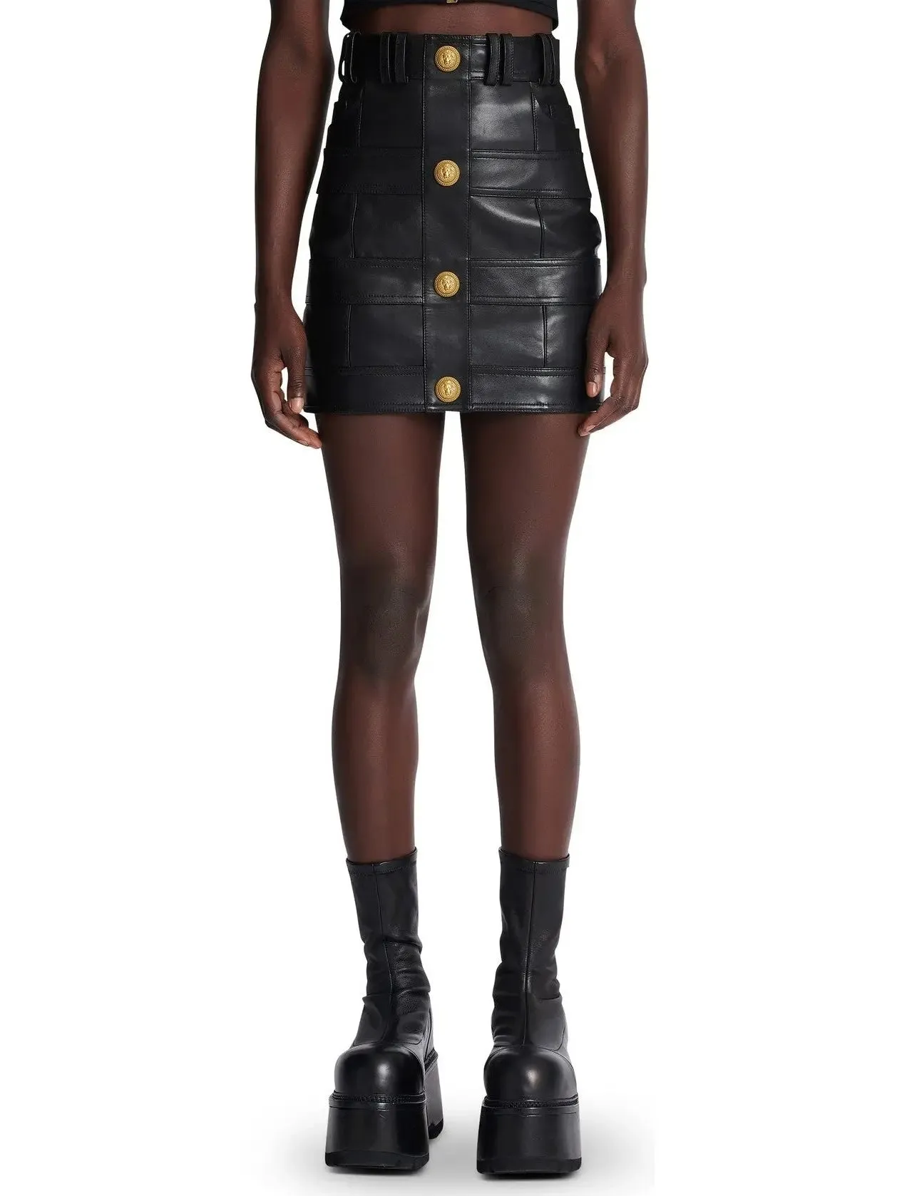 Women’s Black High-Waisted Leather Mini Skirt