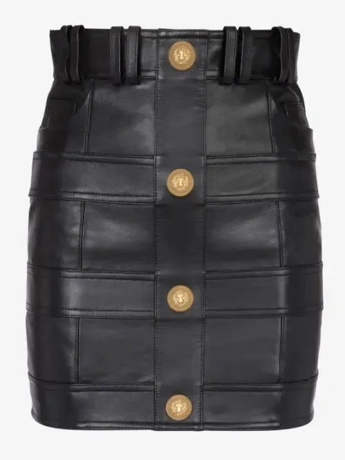 Women’s Black High-Waisted Leather Mini Skirt