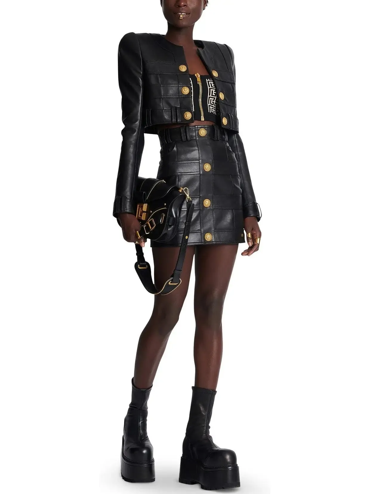 Women’s Black High-Waisted Leather Mini Skirt