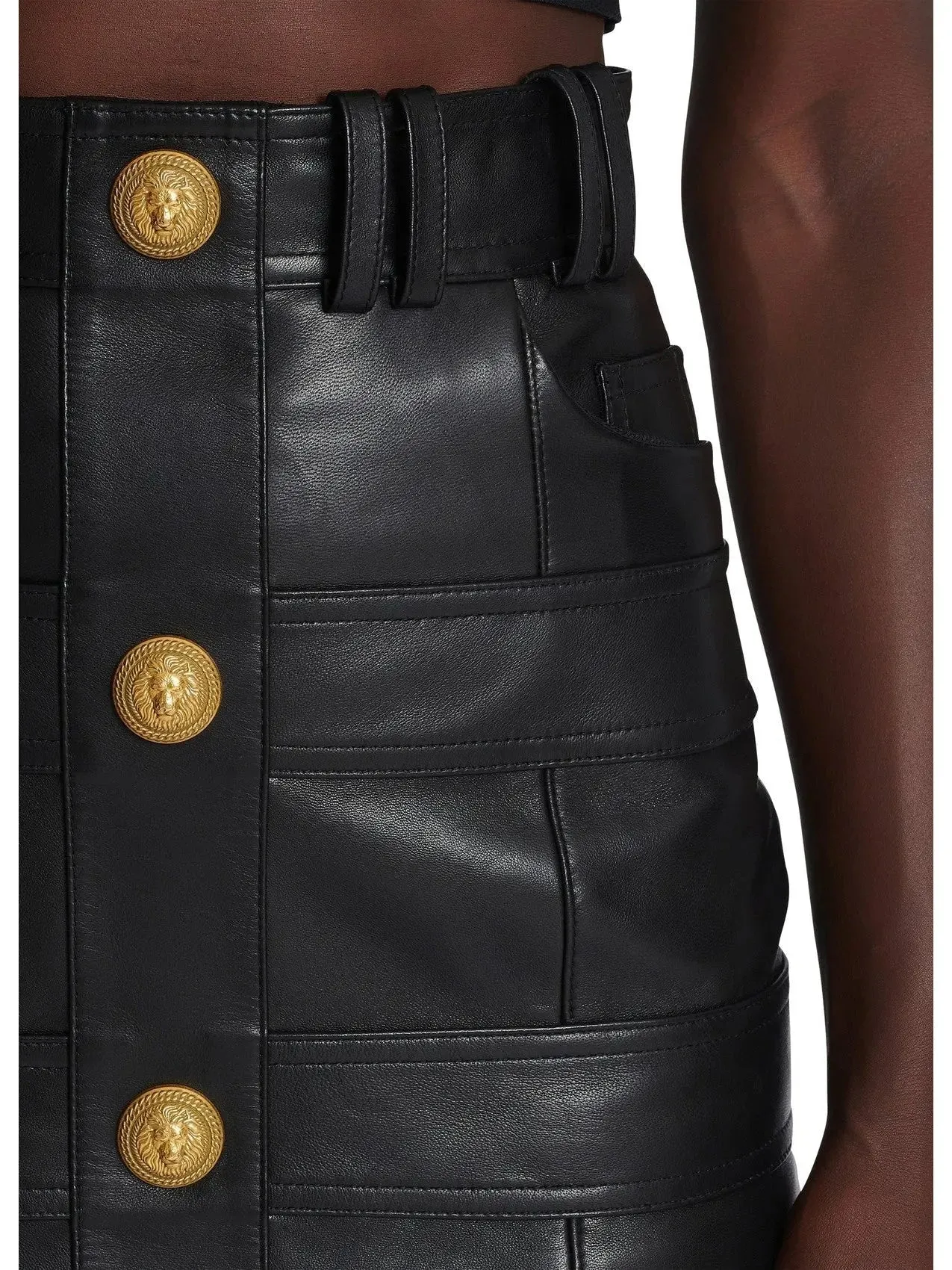 Women’s Black High-Waisted Leather Mini Skirt