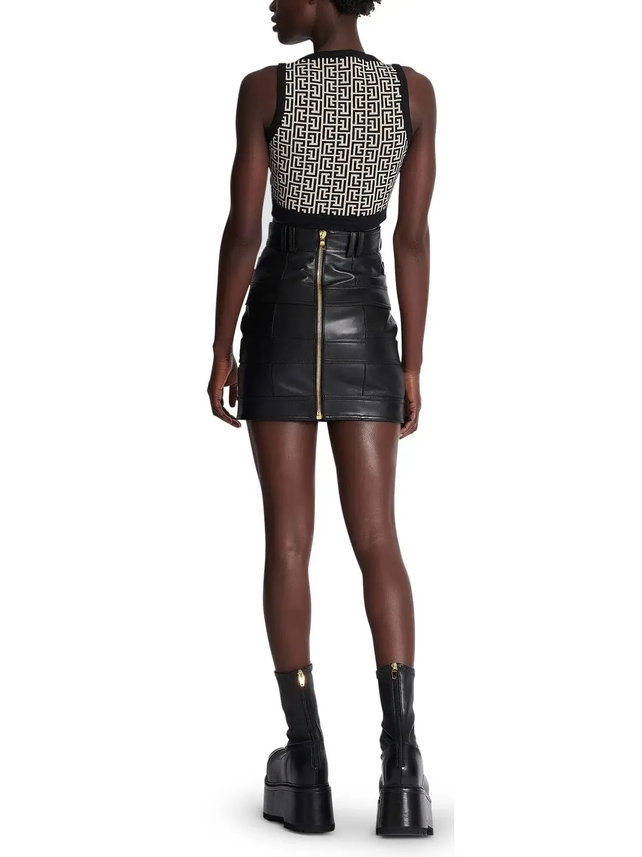 Women’s Black High-Waisted Leather Mini Skirt