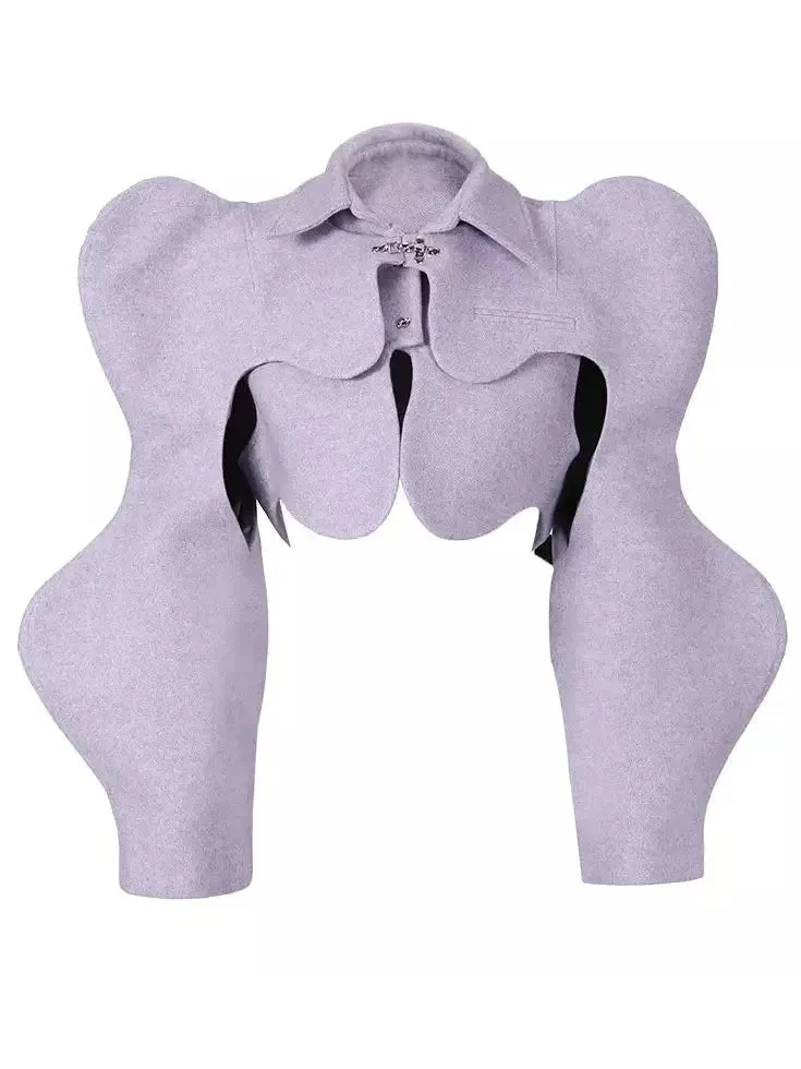 Women’s Curvy Shoulder-Detail Cropped Jacket, Lilac