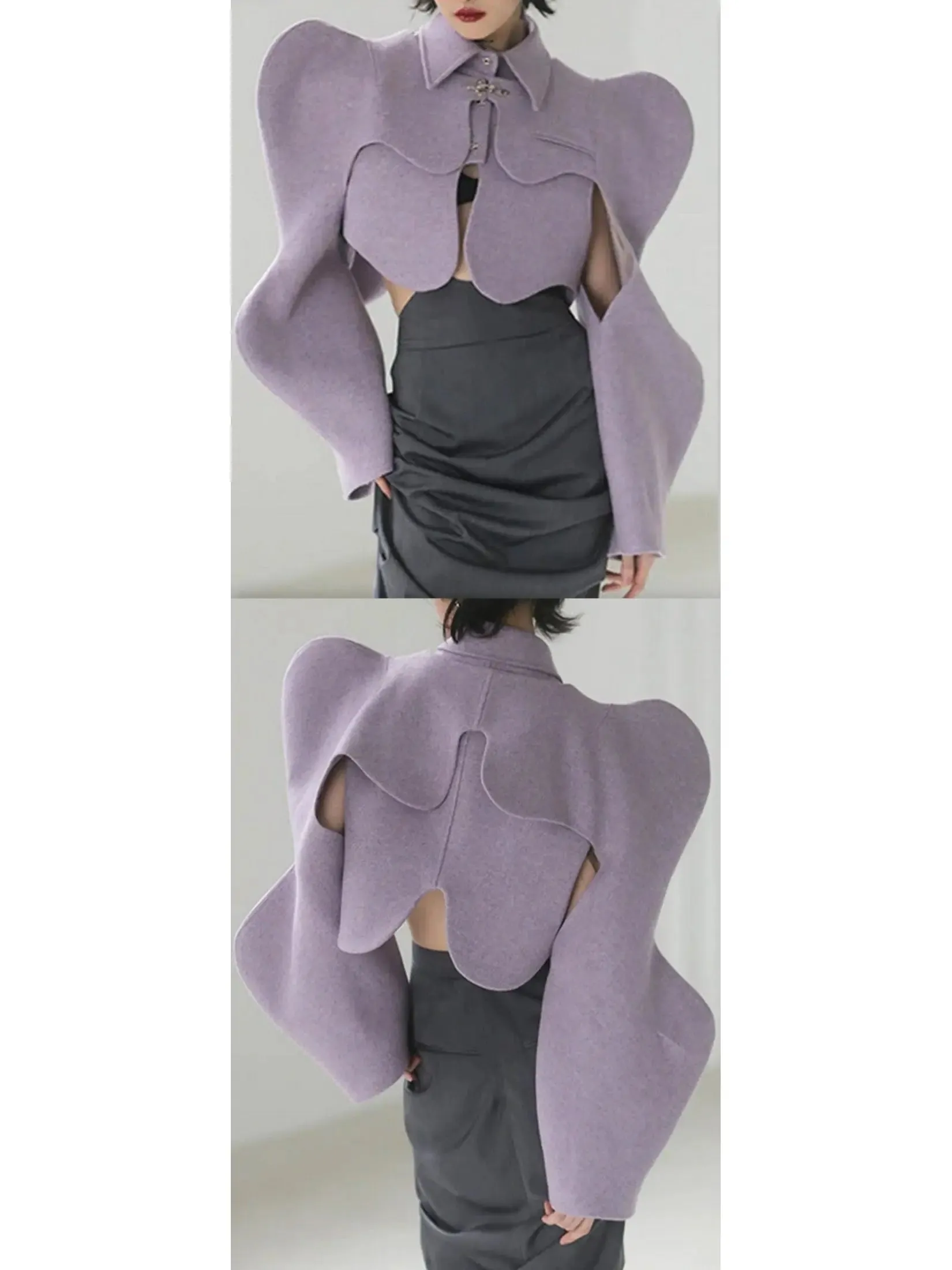 Women’s Curvy Shoulder-Detail Cropped Jacket, Lilac