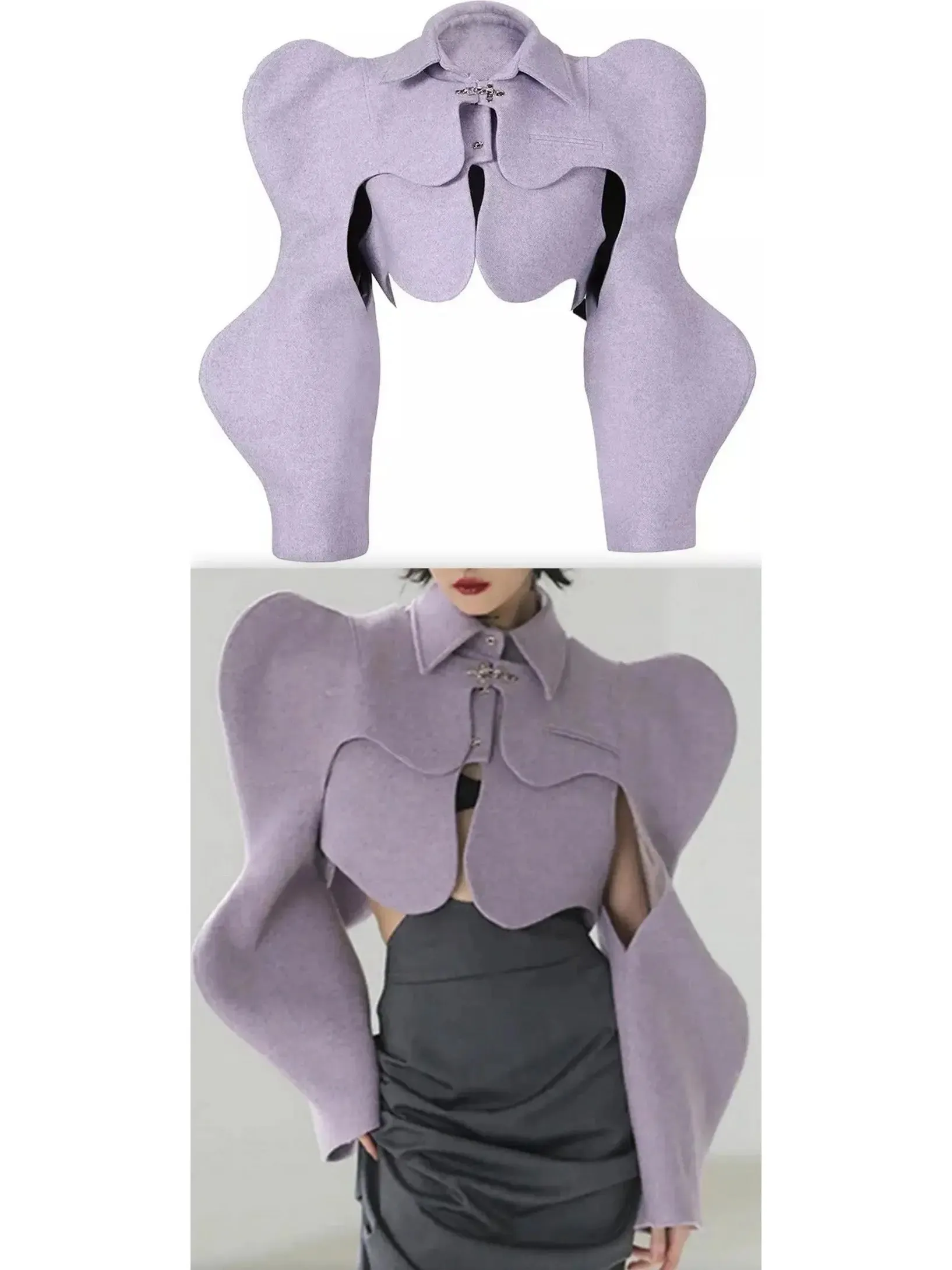 Women’s Curvy Shoulder-Detail Cropped Jacket, Lilac