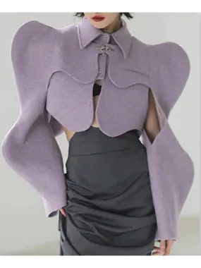 Women’s Curvy Shoulder-Detail Cropped Jacket, Lilac