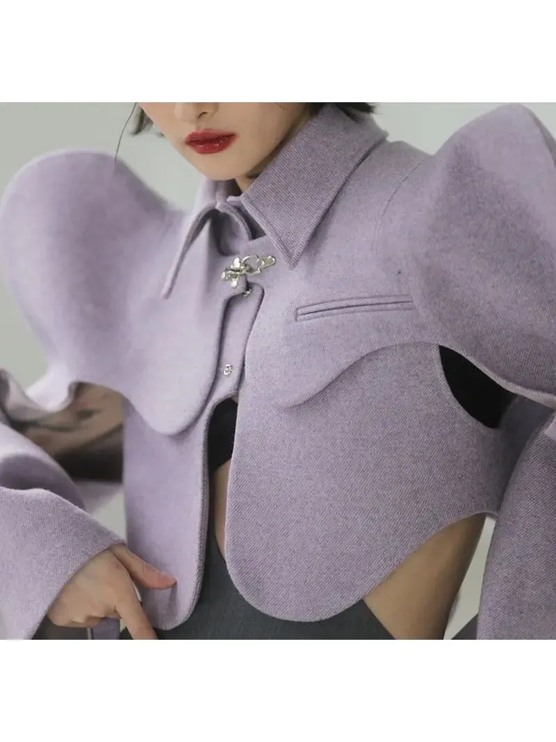 Women’s Curvy Shoulder-Detail Cropped Jacket, Lilac