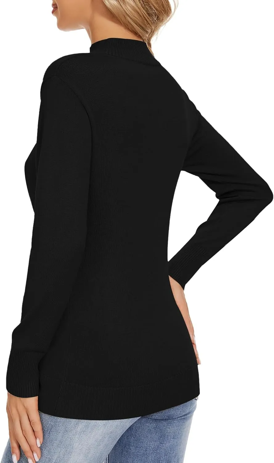 Women's Mock Neck Sweater Long Sleeve Knit Pullover Tops Casual Sweaters