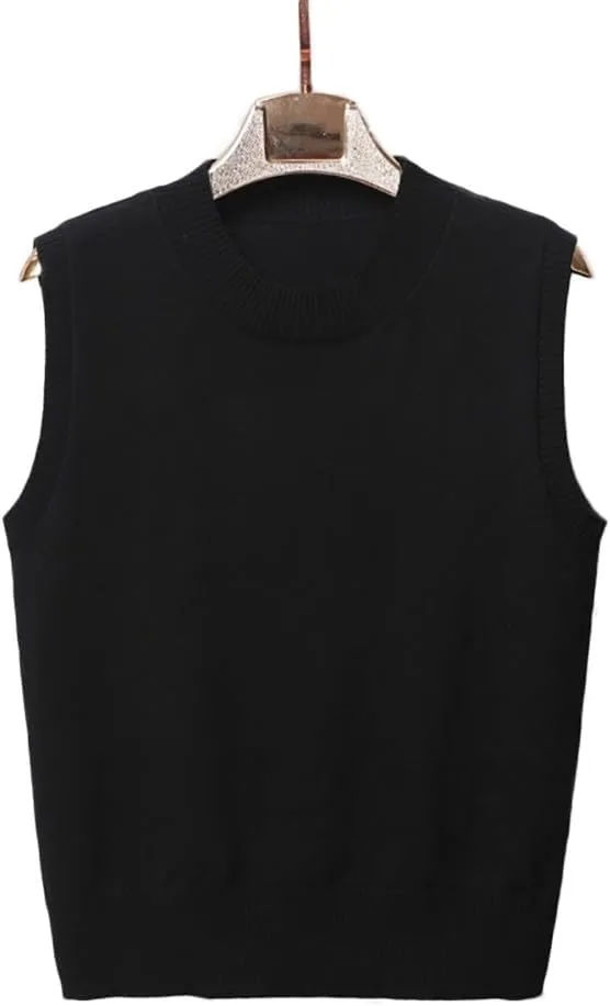 Women's Sweater Vest Crew Neck Sleeveless Pullover Sweater Classic Basic Solid Ribbed Knit Tank Tops