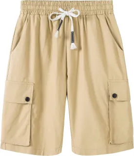 XinYangNi Women's Casual Shorts Elastic Waist Drawstring Summer Shorts with Pockets